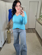 Feinstrickpullover „Liebesgöttin" V-Ausschnitt