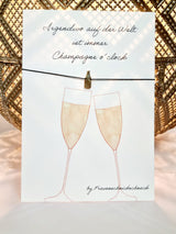 Karte mit Armband “irgendwo auf der Welt ist immer Champagne o´clock“