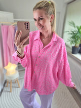 Musselinbluse "Leo - Neonpink"