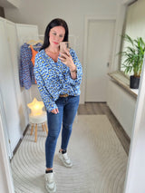 Musselinbluse "Leo-Neon Blau"