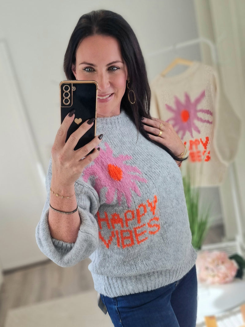 Strickpullover „Happy Vibes"