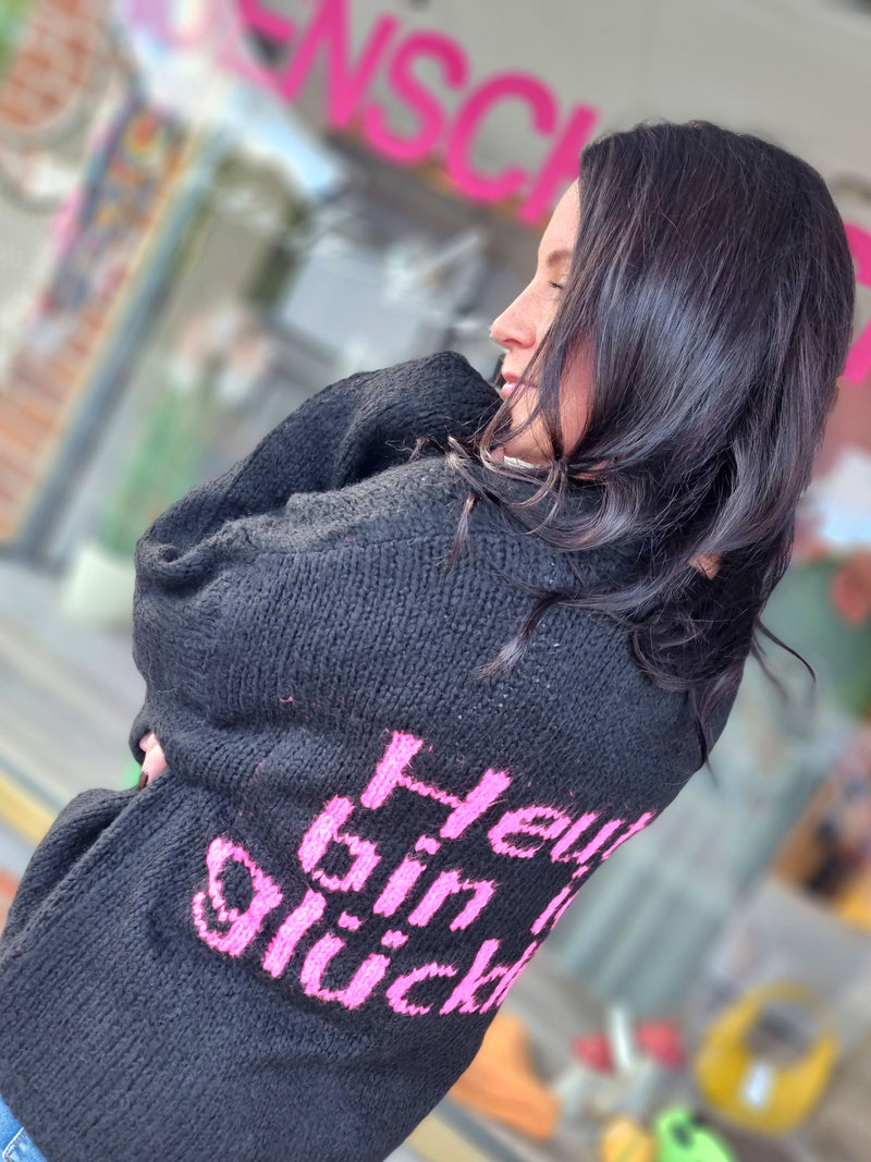 Strickjacke "Heute bin ich glücklich"