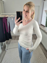 Feinstrickpullover „Liebesgöttin" V-Ausschnitt