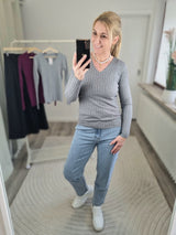 Feinstrickpullover „Liebesgöttin" V-Ausschnitt
