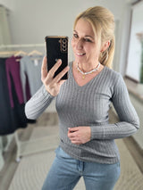 Feinstrickpullover „Liebesgöttin" V-Ausschnitt